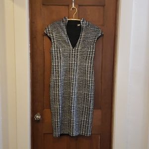 Alexia Admor Black & White w Silver Tweed Dress